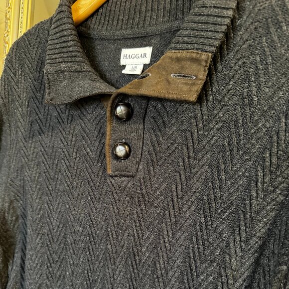 Haggar Dark Blue Ribbed Men's Knit Sweater – Size Large - Perfect Condition - Picture 3 of 8